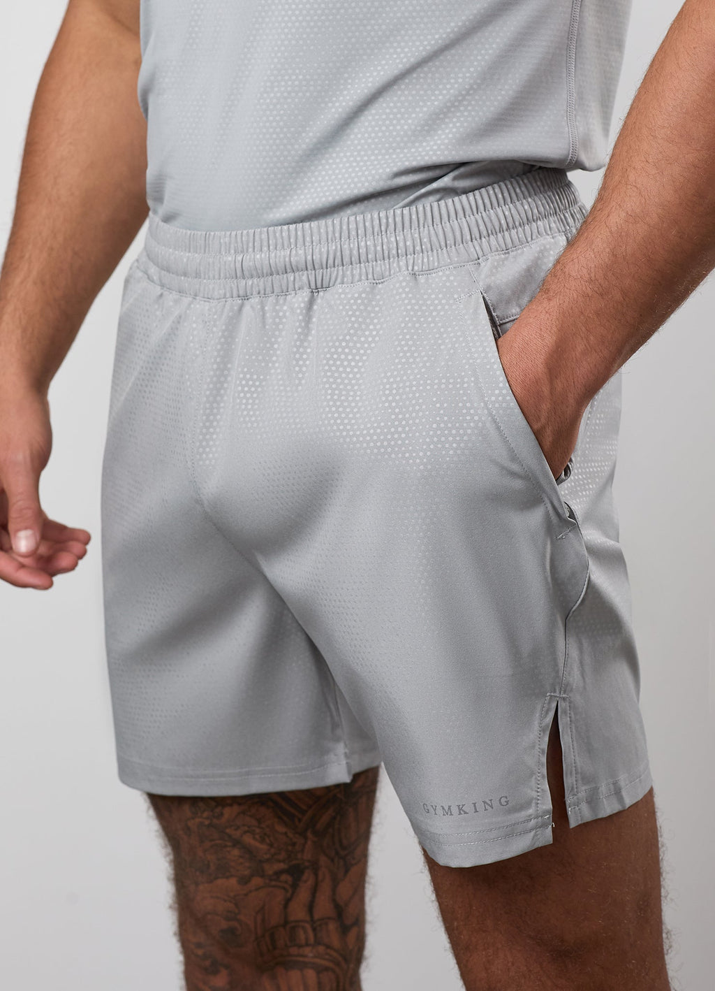 Gym King Debossed Pixel 5" Short - Urban Grey