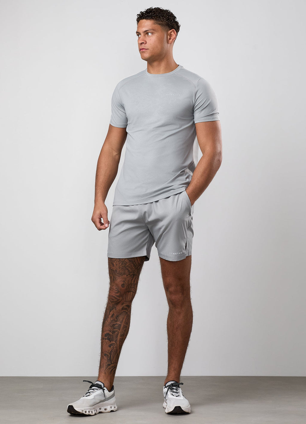 Gym King Debossed Pixel Tee - Urban Grey
