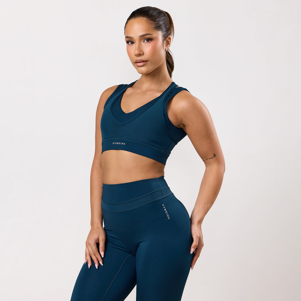 Gym King Dynamic Mesh Medium Support Bra - Oil Blue