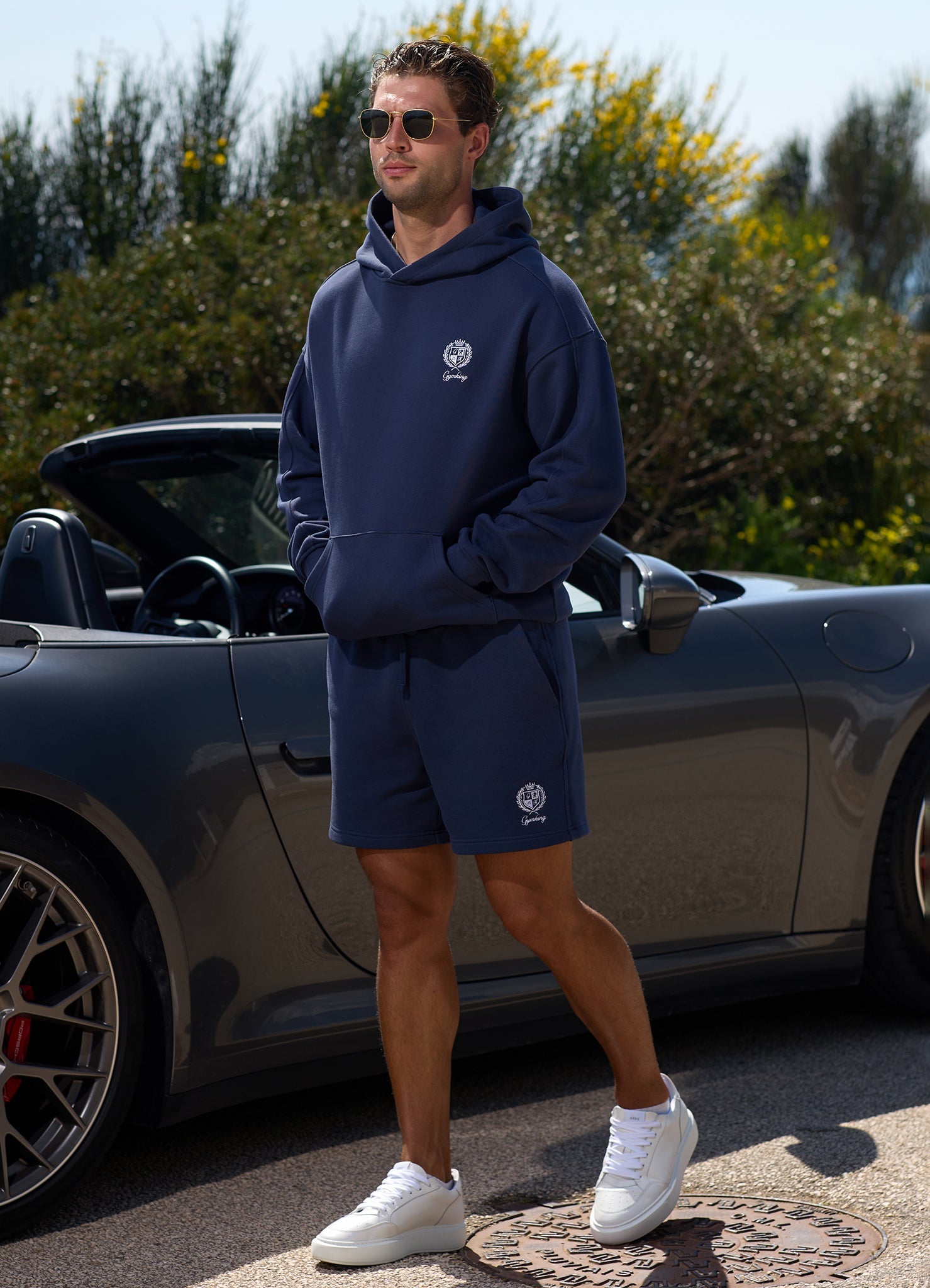Gym King Heritage Crest Loopback Hoodie - Indigo Blue