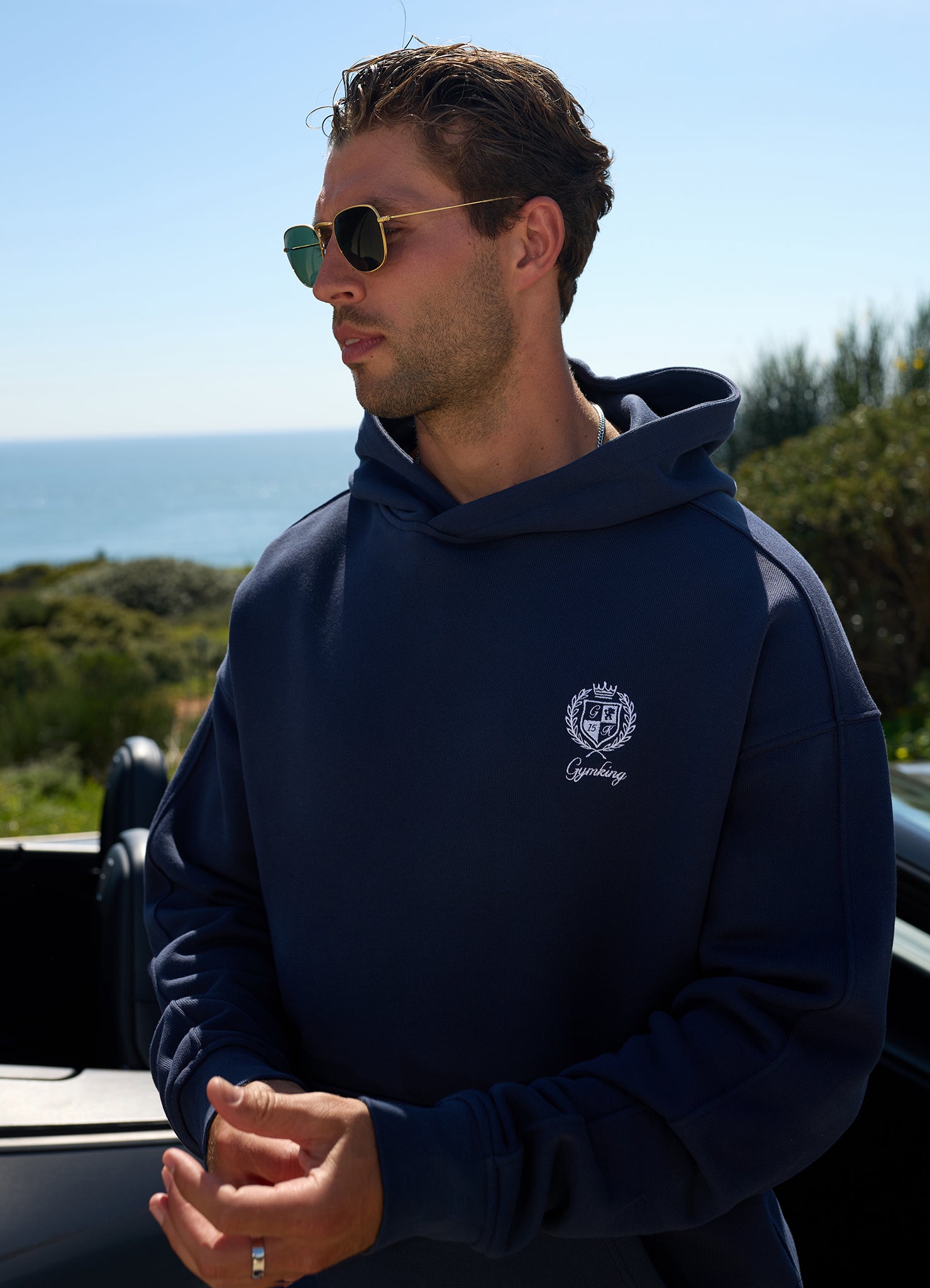 Gym King Heritage Crest Loopback Hoodie - Indigo Blue