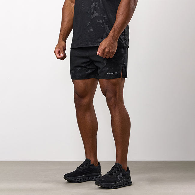 Gym King Debossed Camo Short 5" - Black