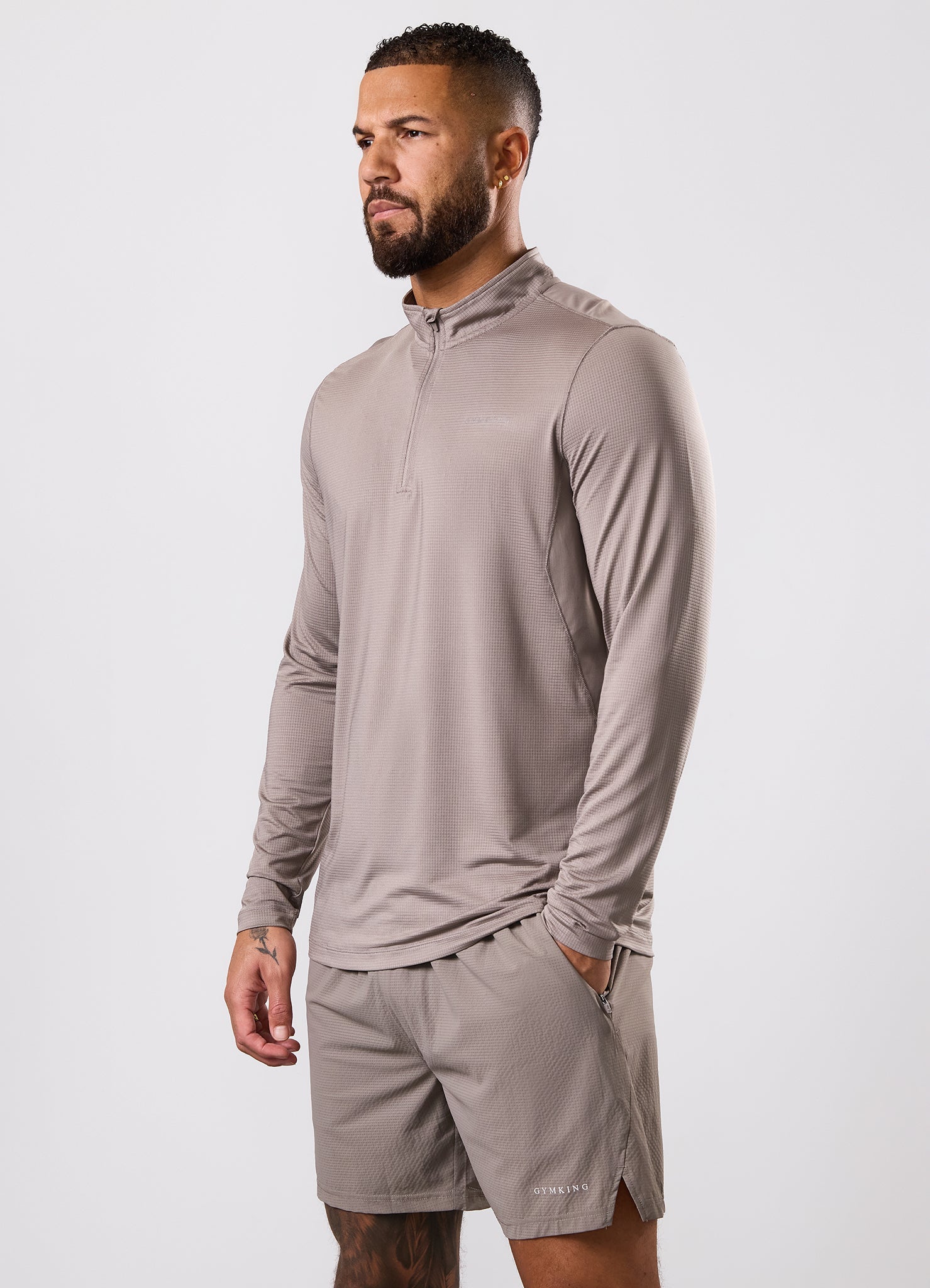Gym King Energise 1/4 Zip - Truffle