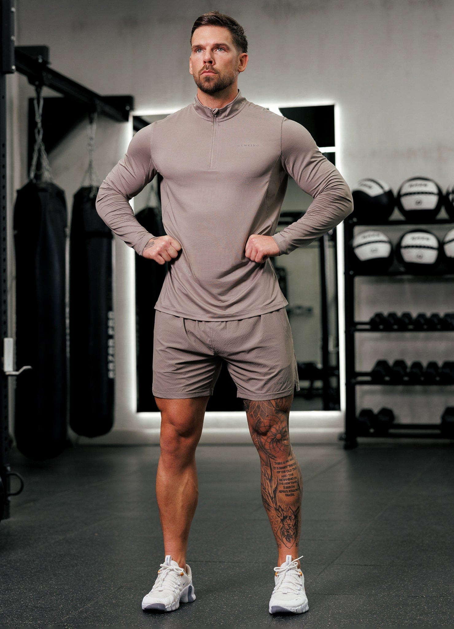Gym King Energise 1/4 Zip - Truffle