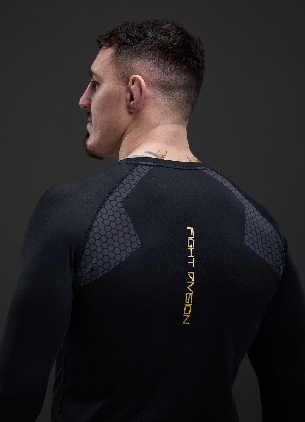 Gym King Fight Division Combat Long Sleeve Rash Guard - Black