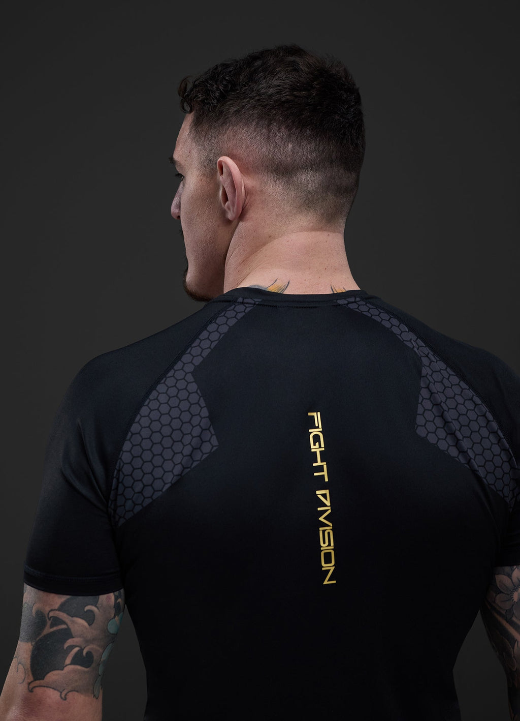 Gym King Fight Division Combat Short Sleeve Rash Guard - Black