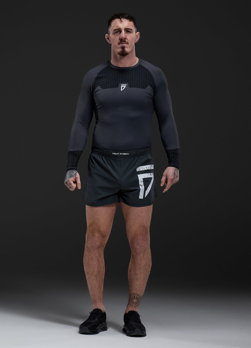 Gym King Fight Division Combat Long Sleeve Rash Guard - Graphite