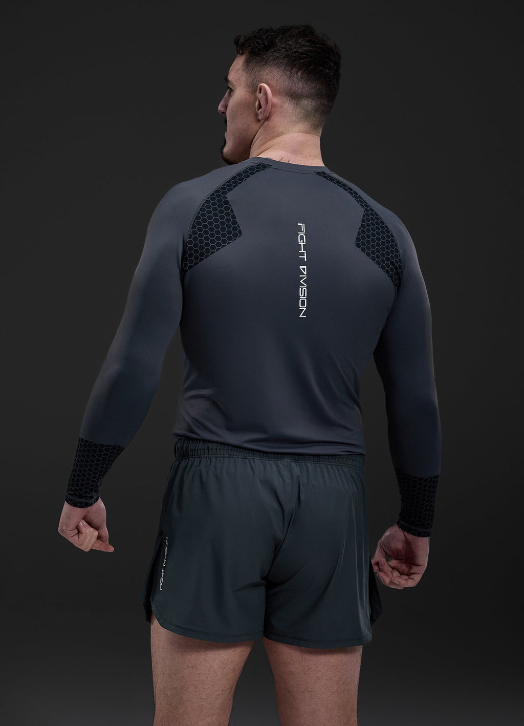 Gym King Fight Division Combat Long Sleeve Rash Guard - Graphite