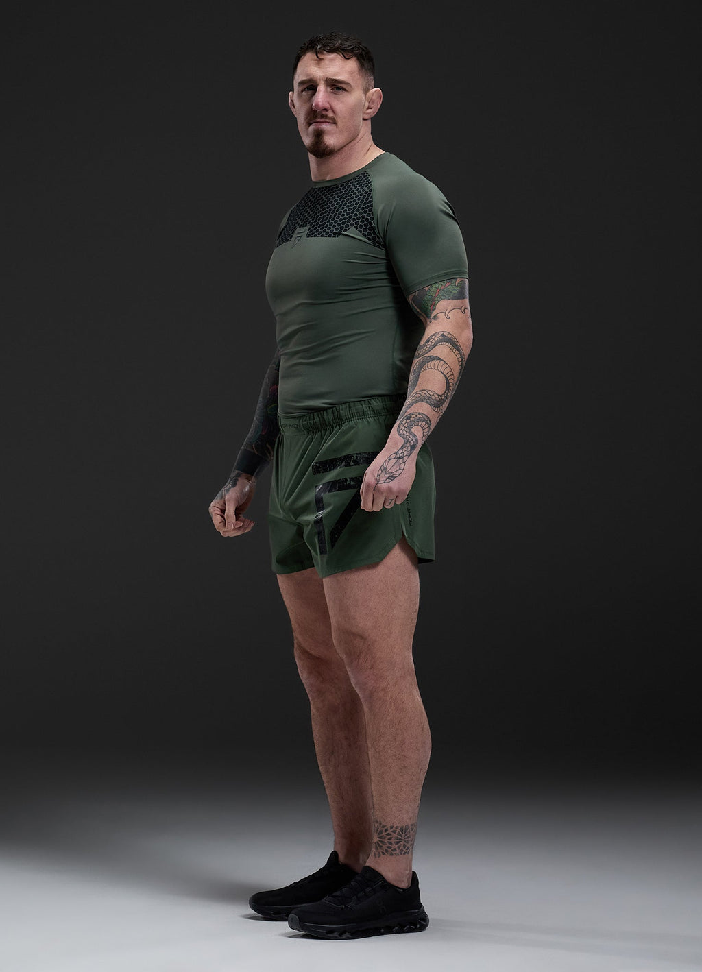 Gym King Fight Division Combat Short Sleeve Rash Guard - Deep Olive