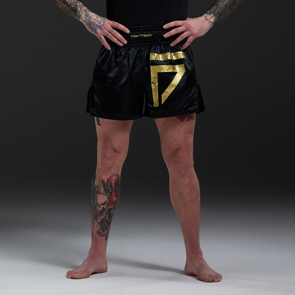 Gym King Fight Division Thai Boxing Short - Black/Gold