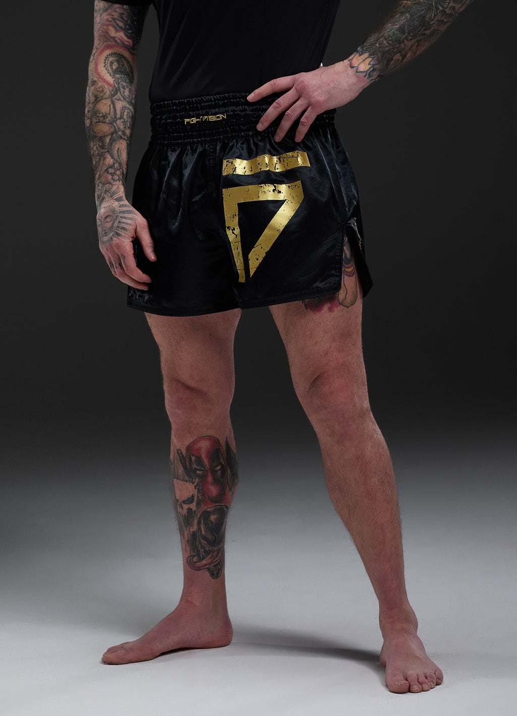 Gym King Fight Division Thai Boxing Short - Black/Gold