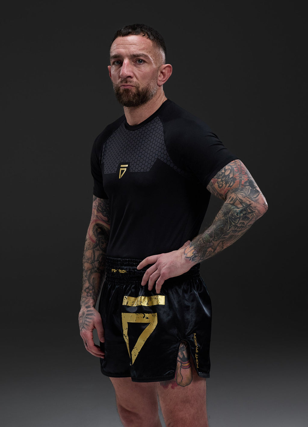 Gym King Fight Division Thai Boxing Short - Black/Gold