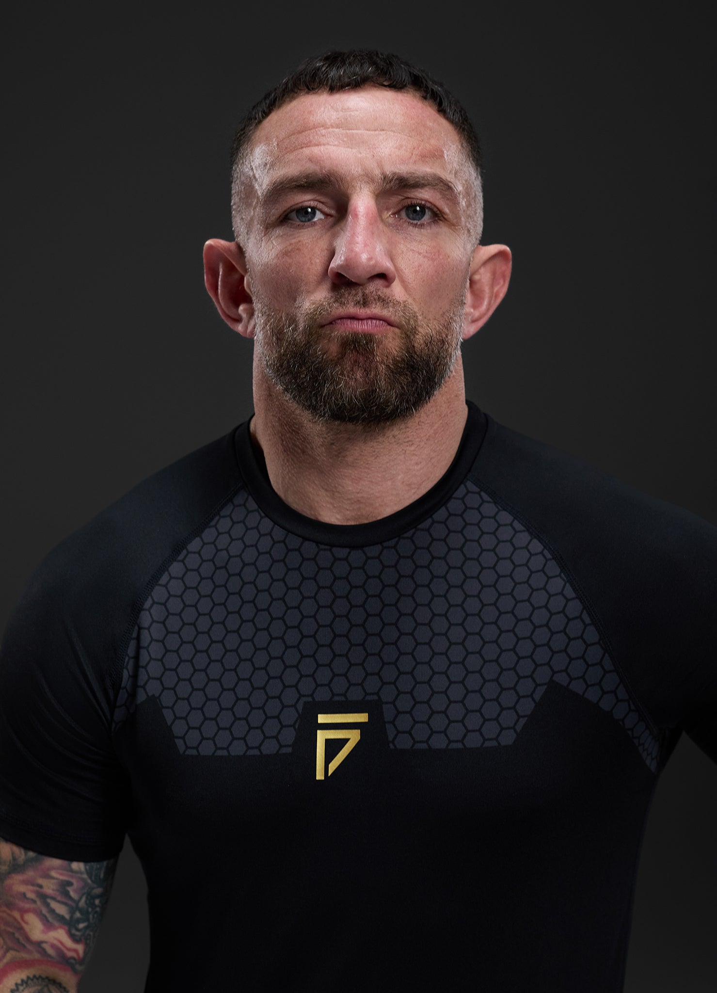 Gym King Fight Division Combat Short Sleeve Rash Guard - Black