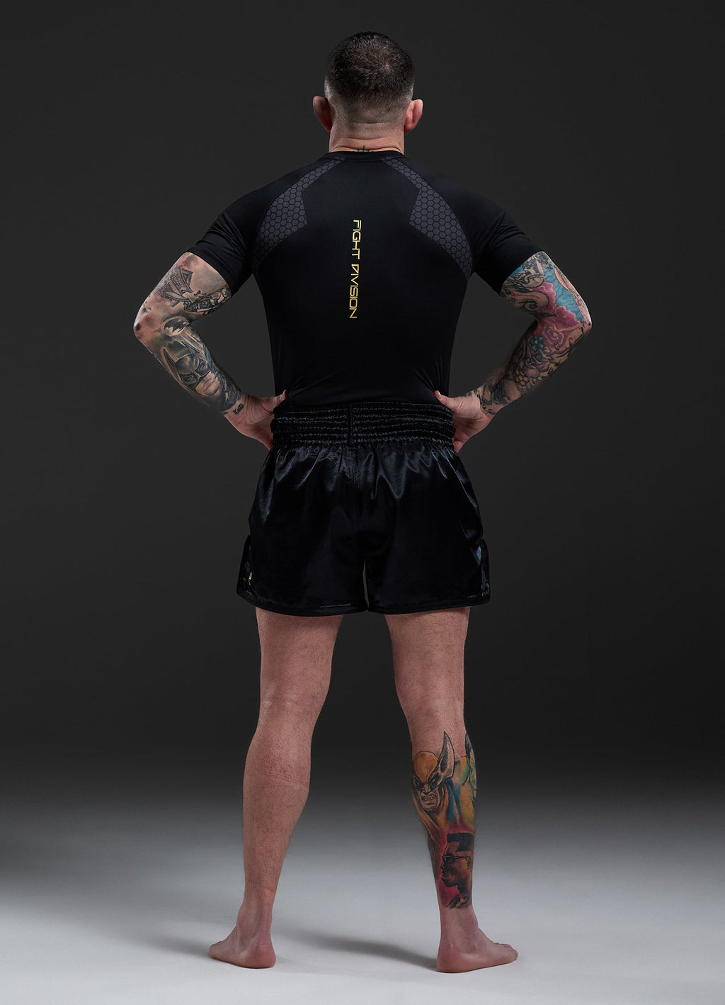 Gym King Fight Division Combat Short Sleeve Rash Guard - Black