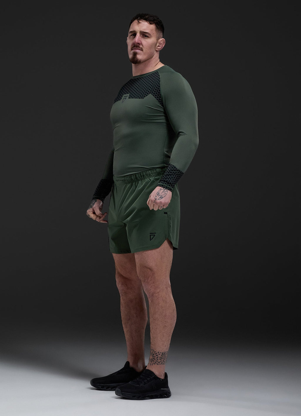 Gym King Fight Division Combat Long Sleeve Rash Guard - Deep Olive