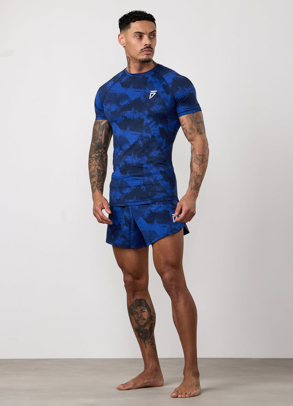 Gym King Fight Division Combat 5" Short - Blue Abstract Print