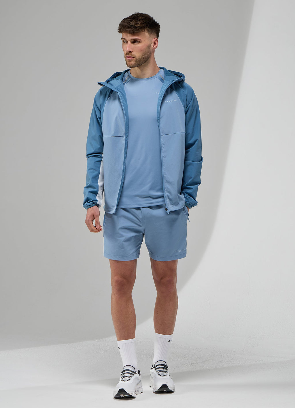 Gym King Focus Tracksuit Hoodie - Dusk Blue/White