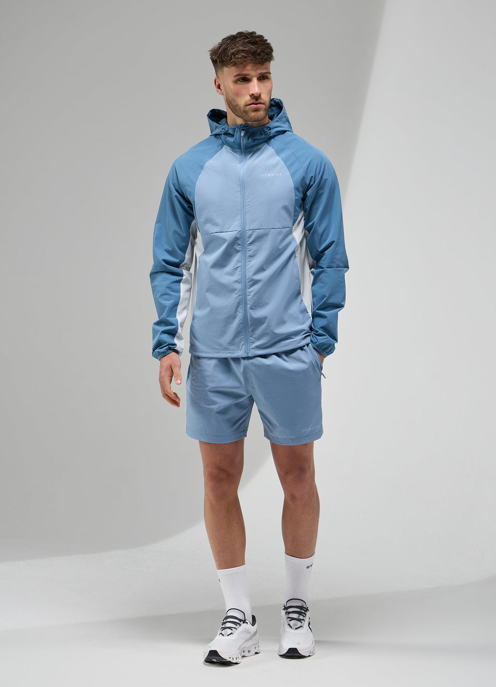 Gym King Focus Tracksuit Hoodie - Dusk Blue/White