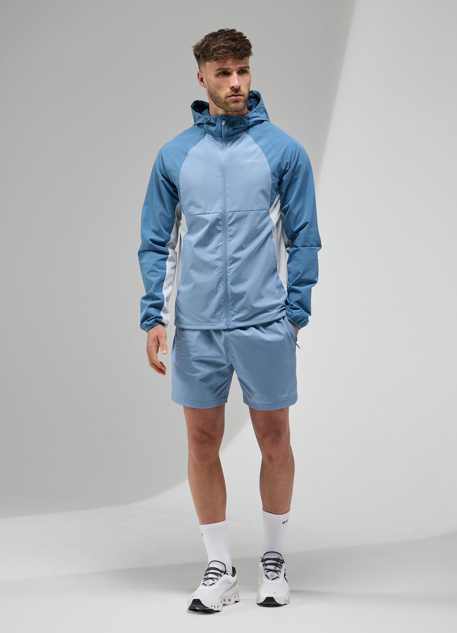 Gym King Focus Tracksuit Hoodie - Dusk Blue/White