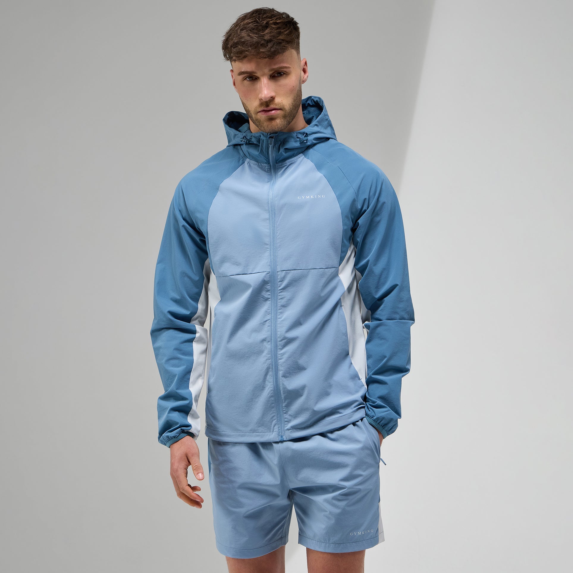 Gym King Focus Tracksuit Hoodie - Dusk Blue/White
