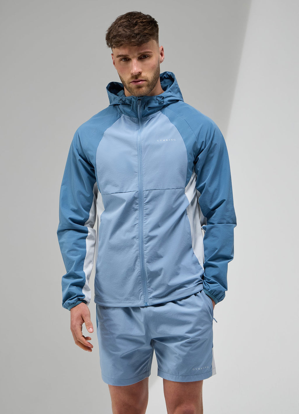 Gym King Focus Tracksuit Hoodie - Dusk Blue/White