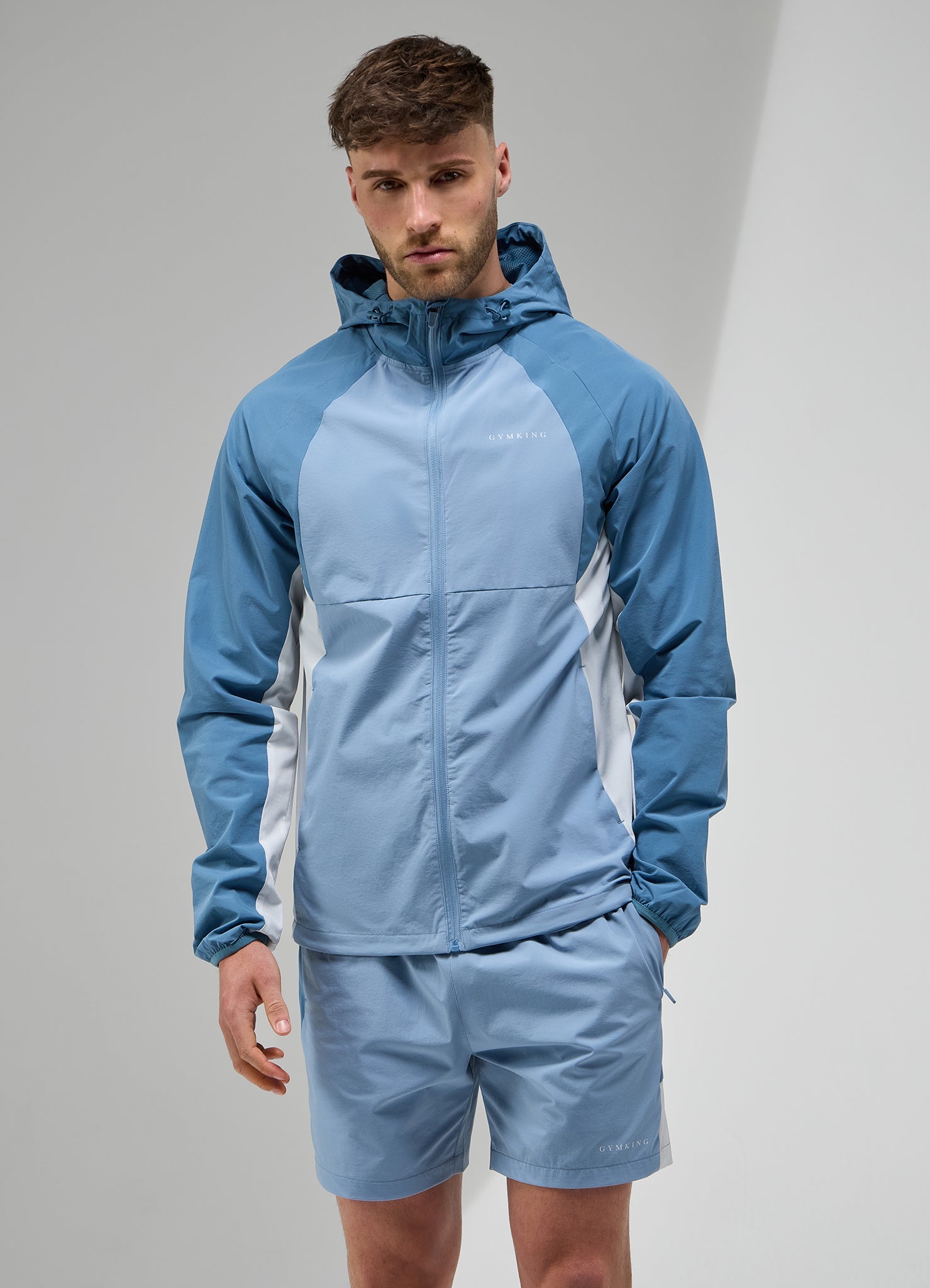 Gym King Focus Tracksuit Hoodie - Dusk Blue/White