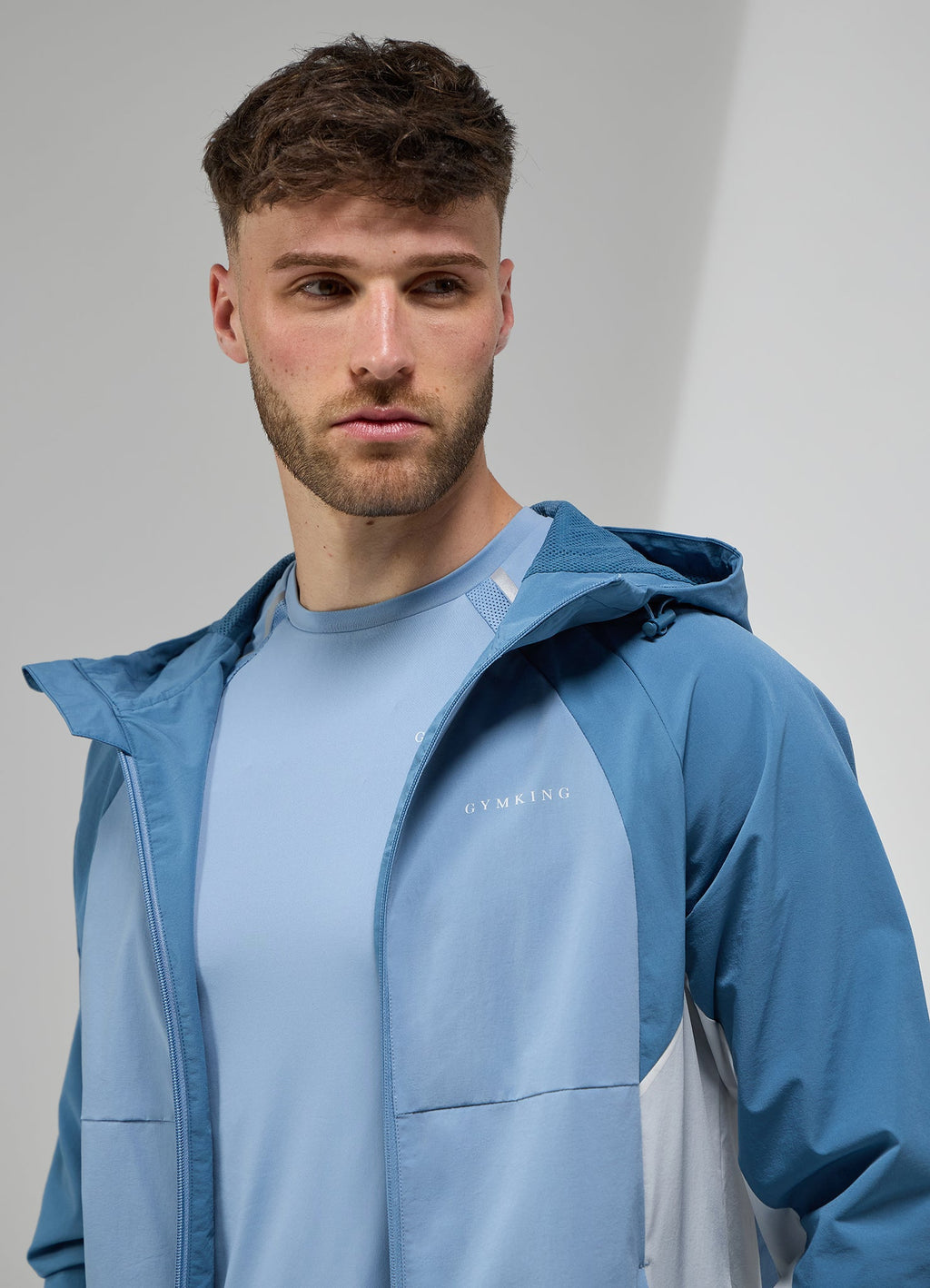 Gym King Focus Tracksuit Hoodie - Dusk Blue/White