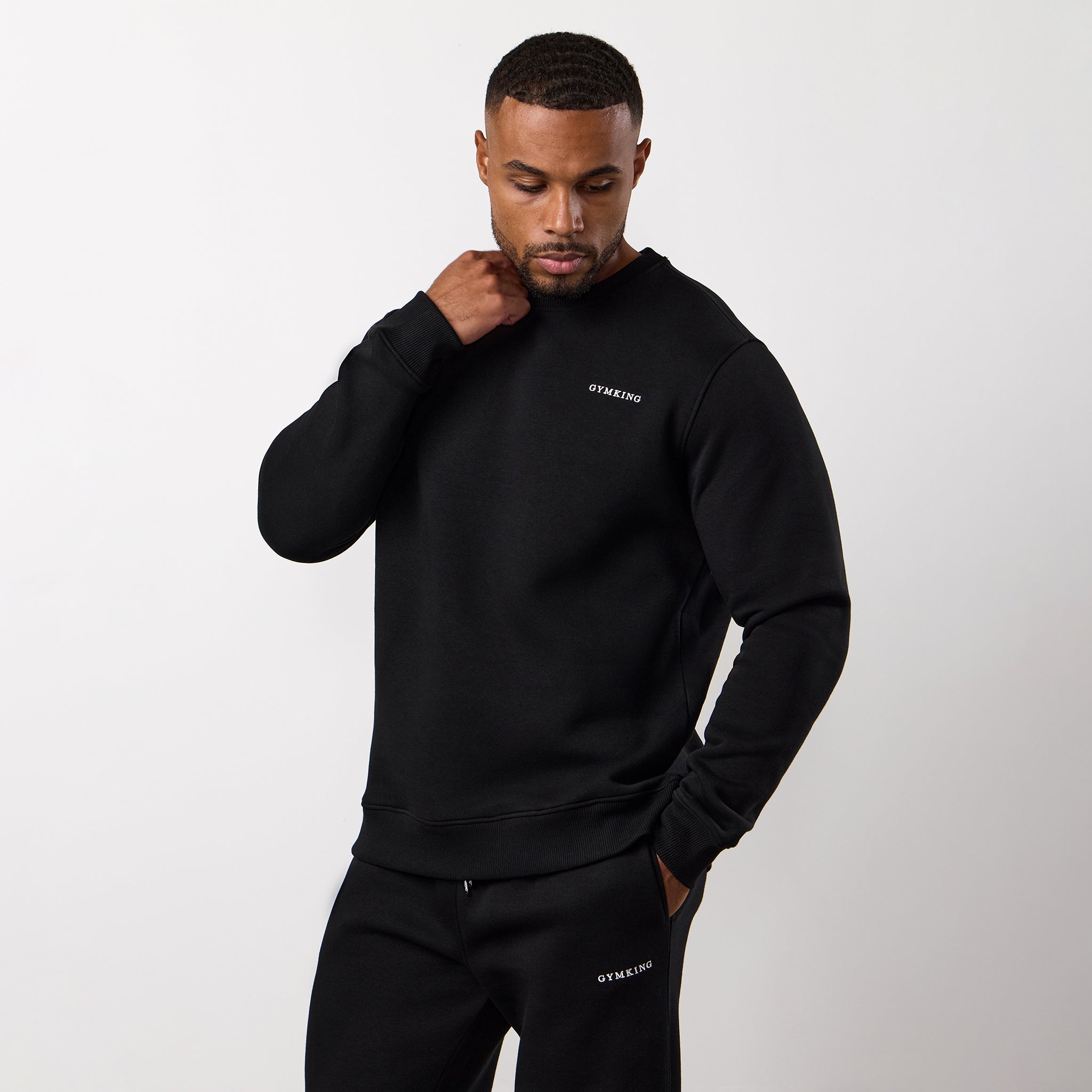 Gym King Fundamental Linear Crew - Black