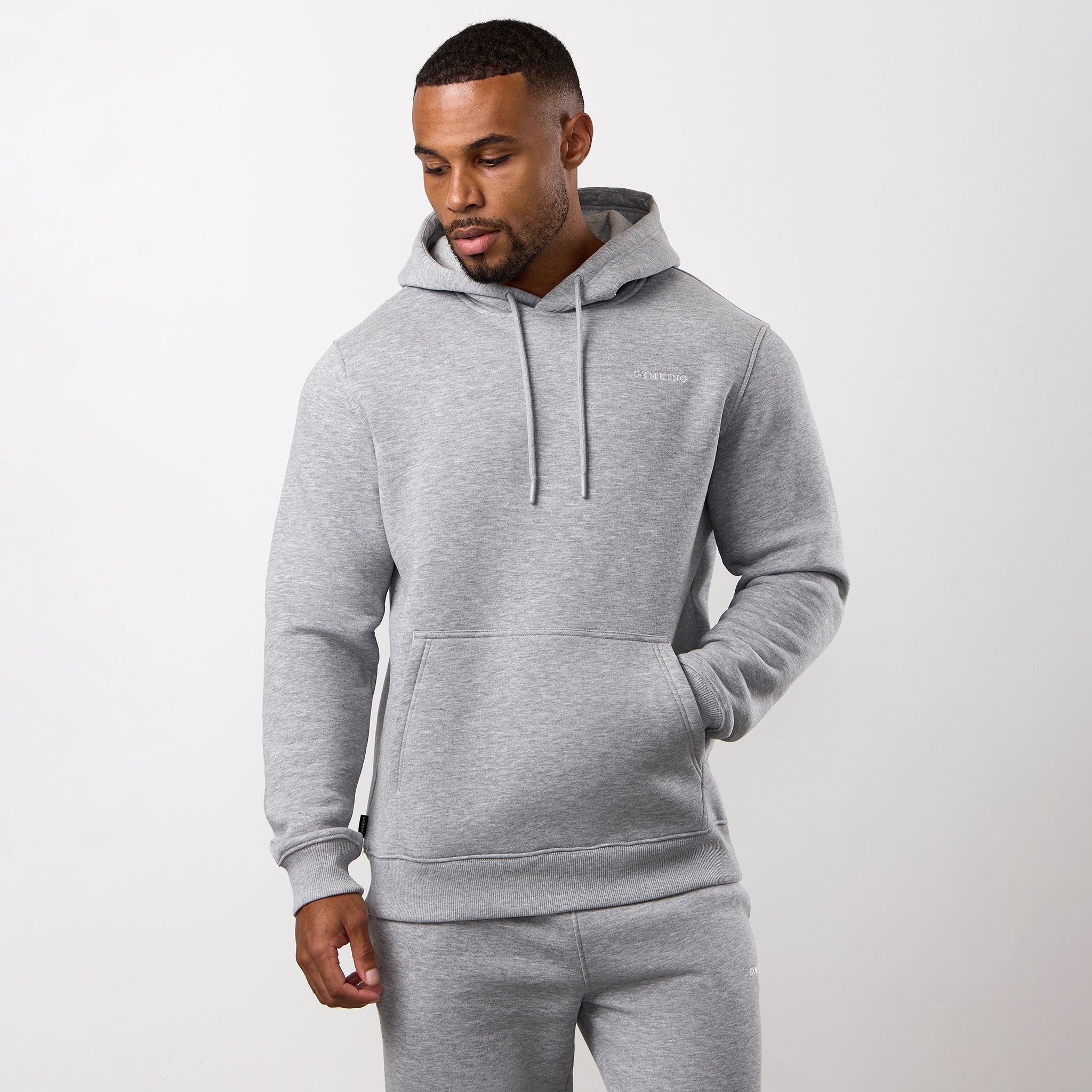 Gym King Fundamental Linear Hoodie - Grey Marl