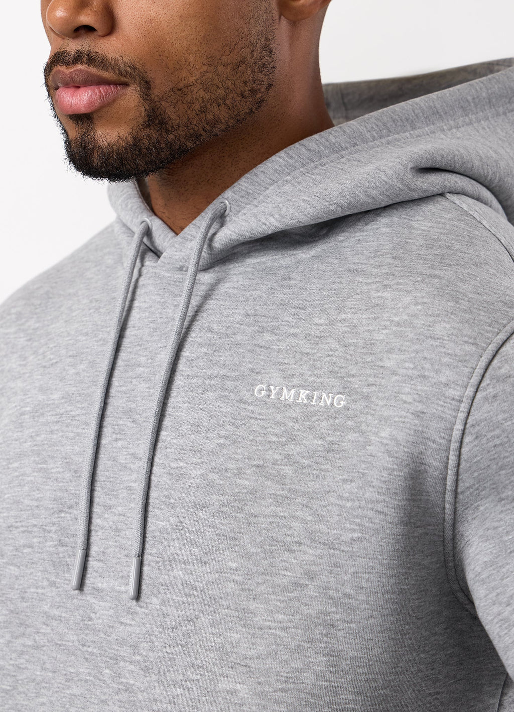 Gym King Fundamental Linear Hoodie - Grey Marl