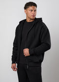 Gym King Fundamental Linear Full Zip Hoodie - Black/Black
