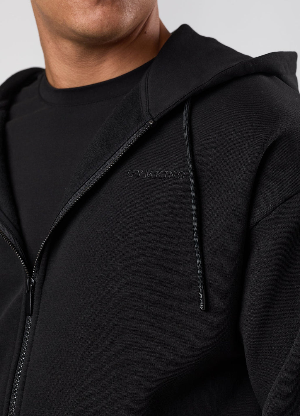 Gym King Fundamental Linear Full Zip Hoodie - Black/Black