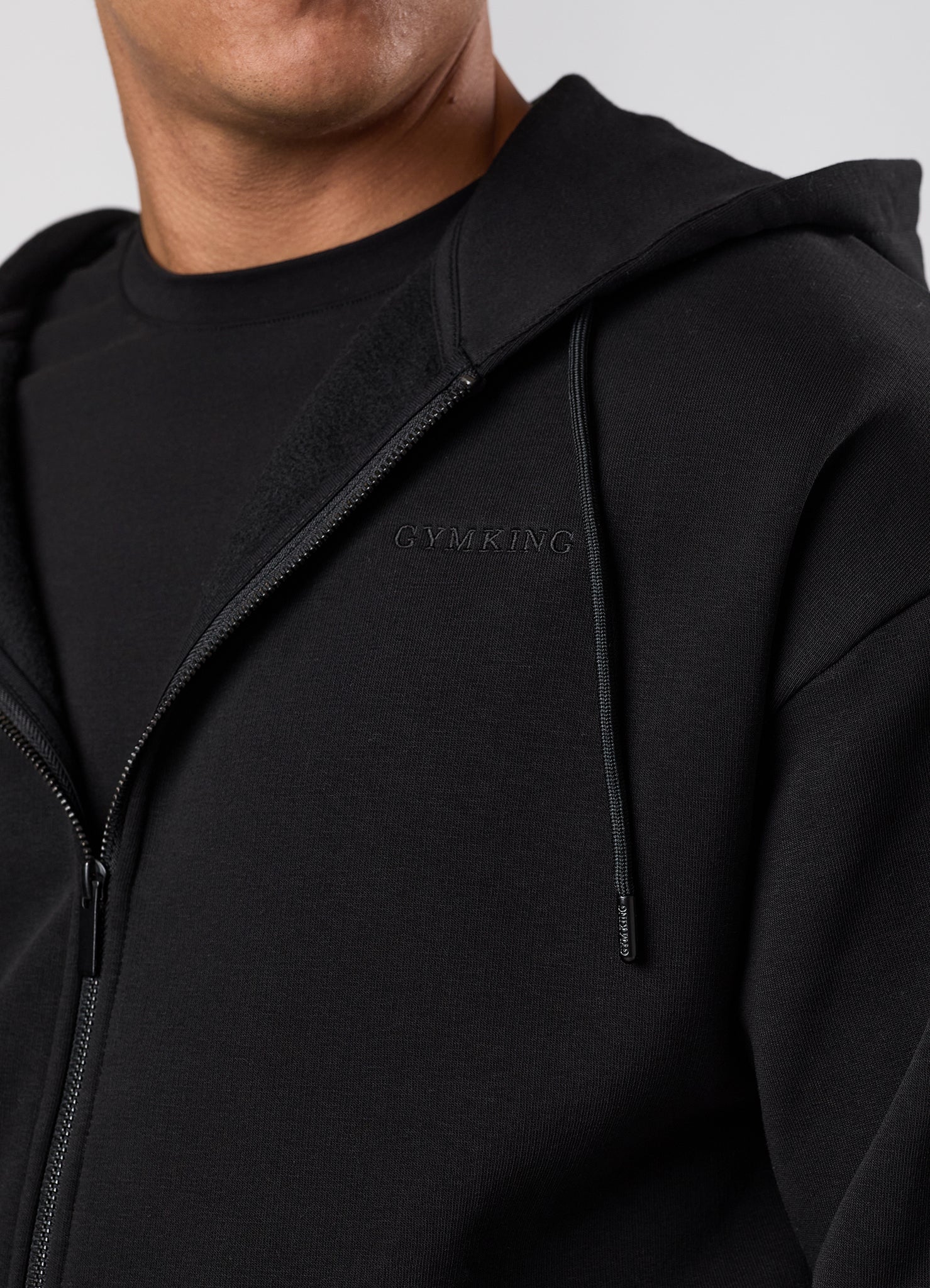 Gym King Fundamental Linear Full Zip Hoodie - Black/Black