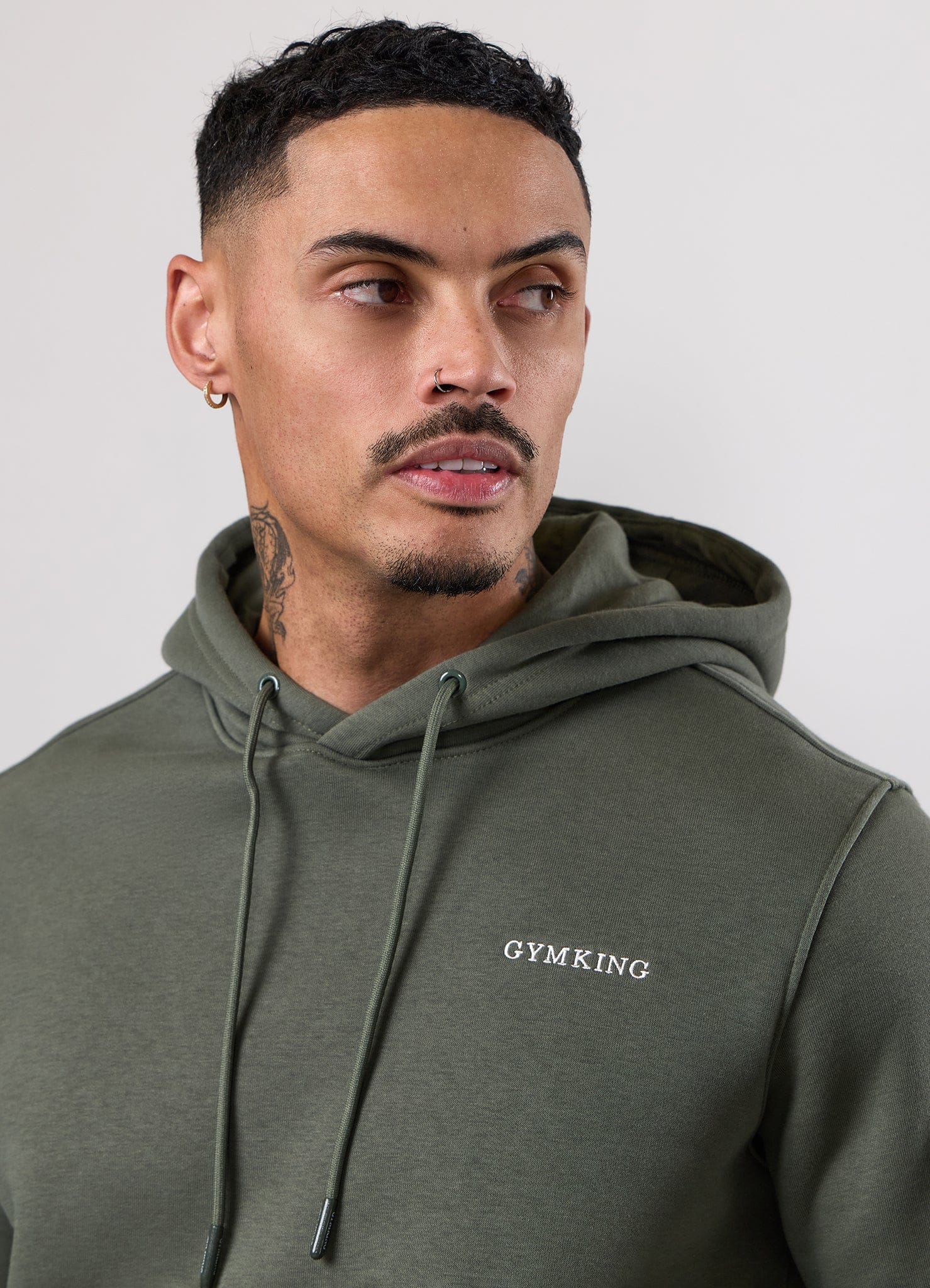 Gym King Fundamental Linear Hoodie - Deep Olive