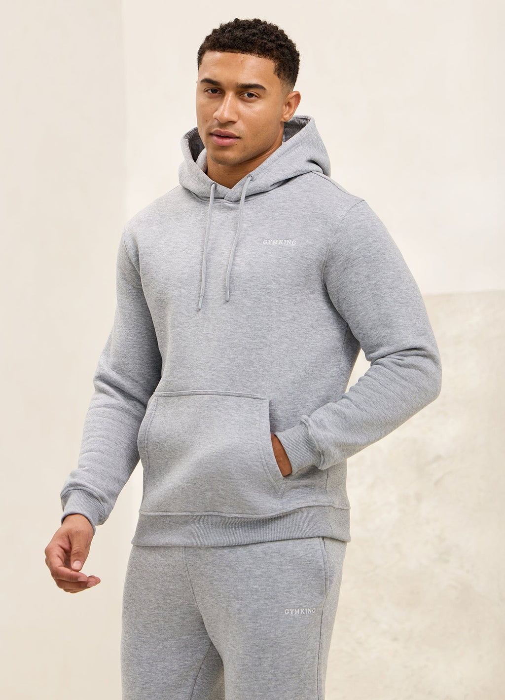 Gym King Fundamental Linear Hoodie - Grey Marl