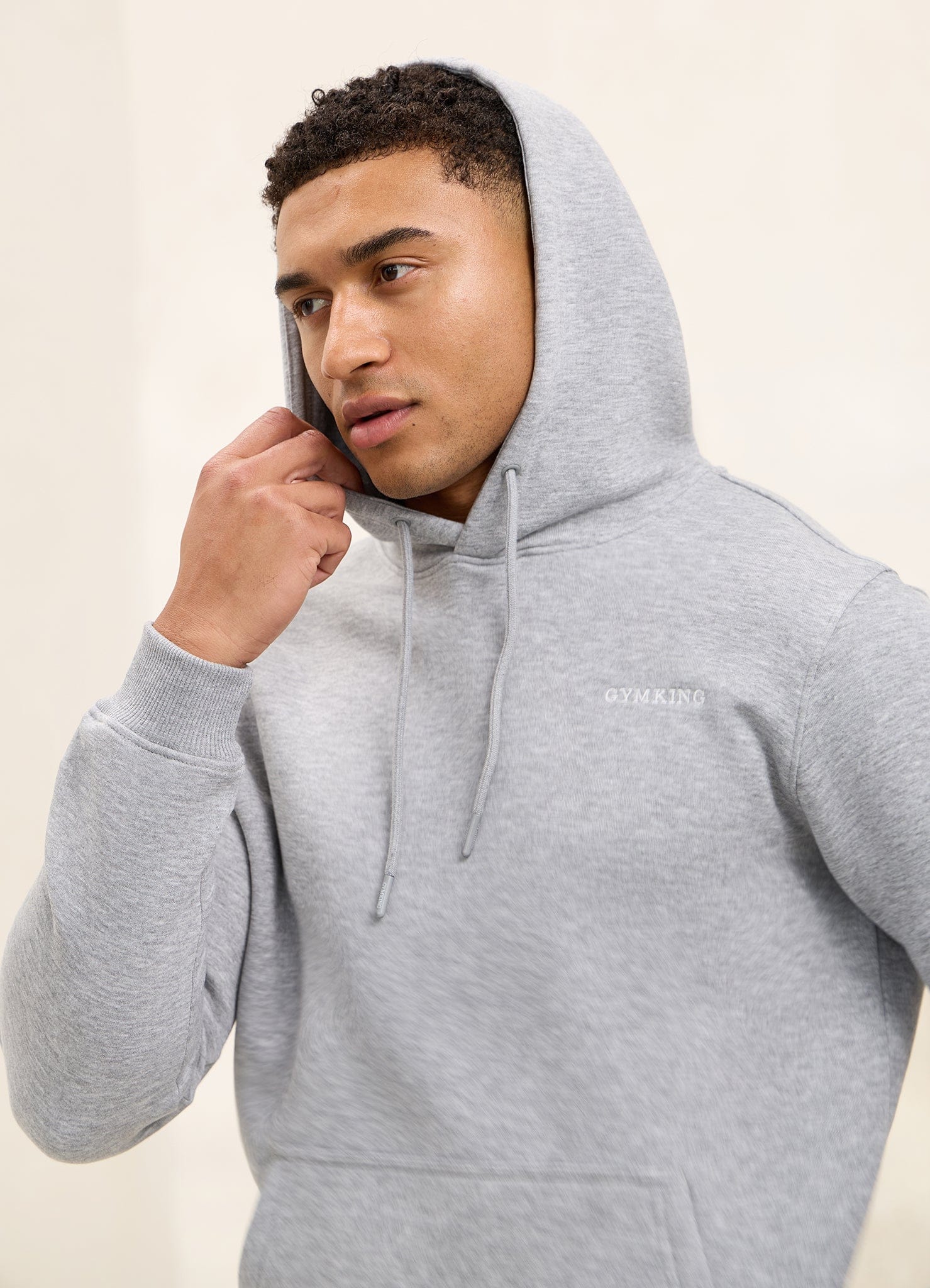 Gym King Fundamental Linear Hoodie - Grey Marl