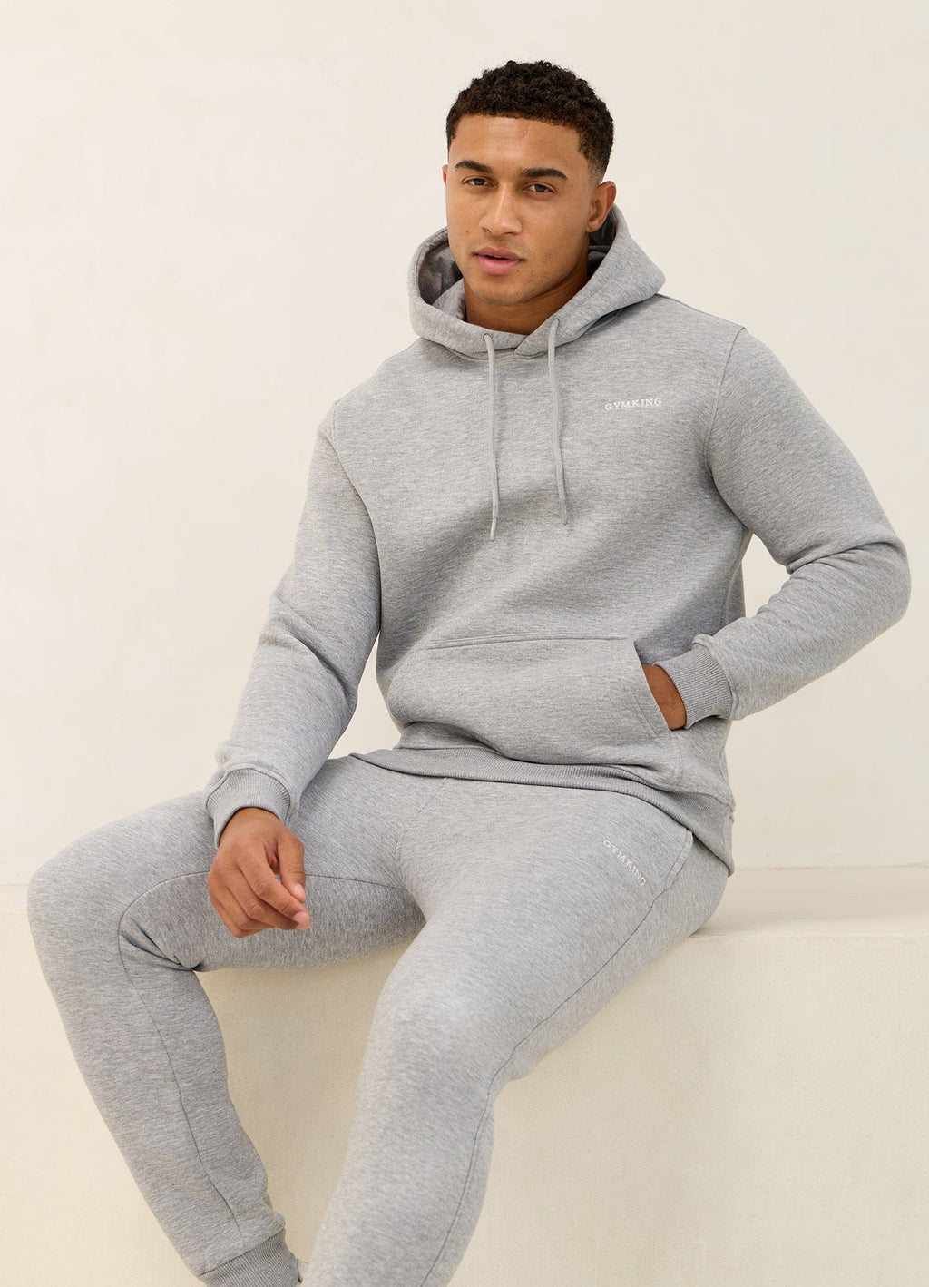 Gym King Fundamental Linear Hoodie - Grey Marl