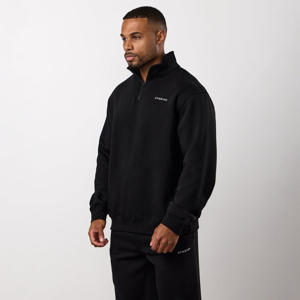 Gym King Fundamental Linear 1/4 Zip Funnel - Black