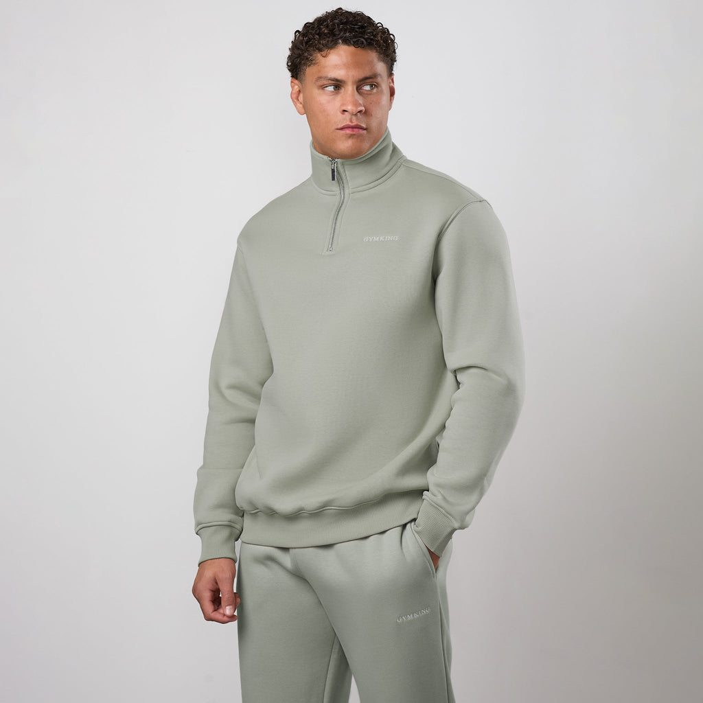 Gym King Fundamental Linear 1/4 Zip Funnel - Soft Khaki
