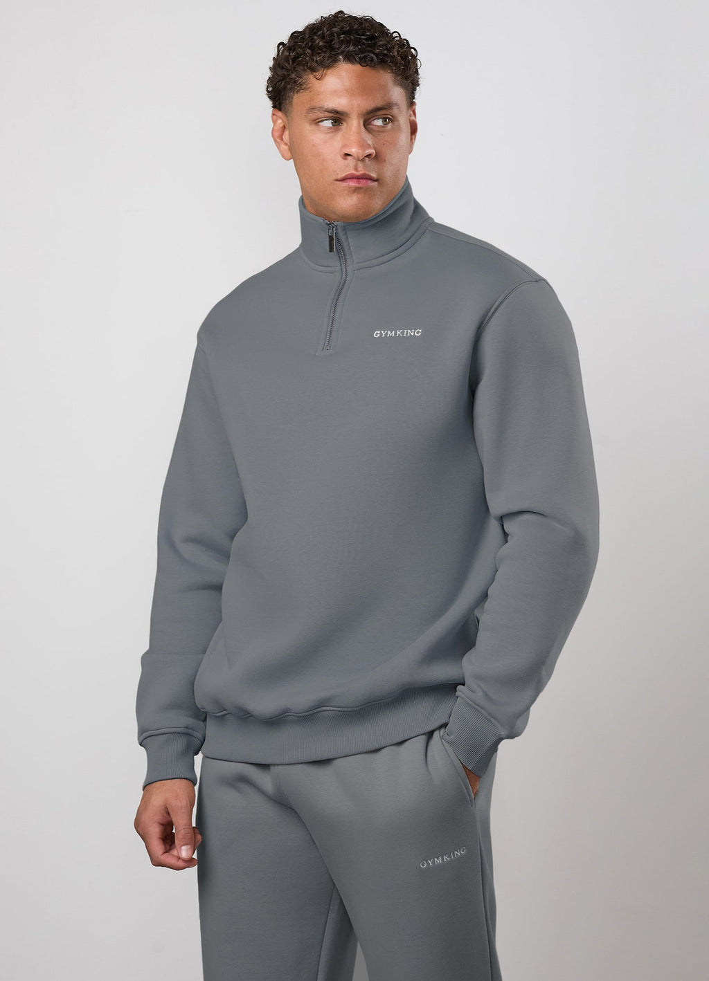 Gym King Fundamental Linear 1/4 Zip Funnel - Mountain Slate