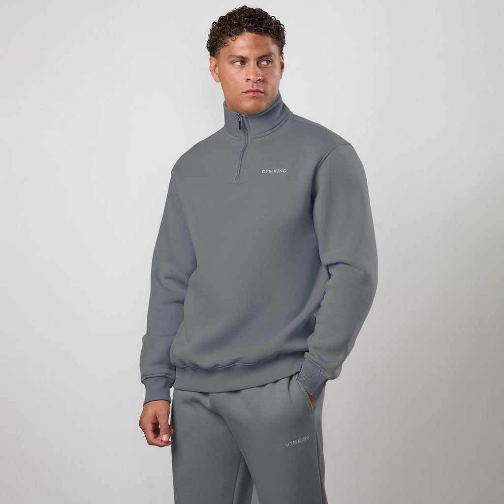 Gym King Fundamental Linear 1/4 Zip Funnel - Mountain Slate