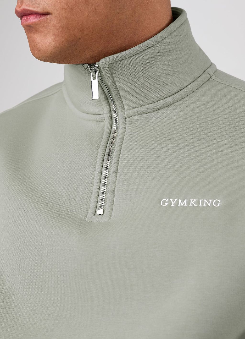 Gym King Fundamental Linear 1/4 Zip Funnel - Soft Khaki