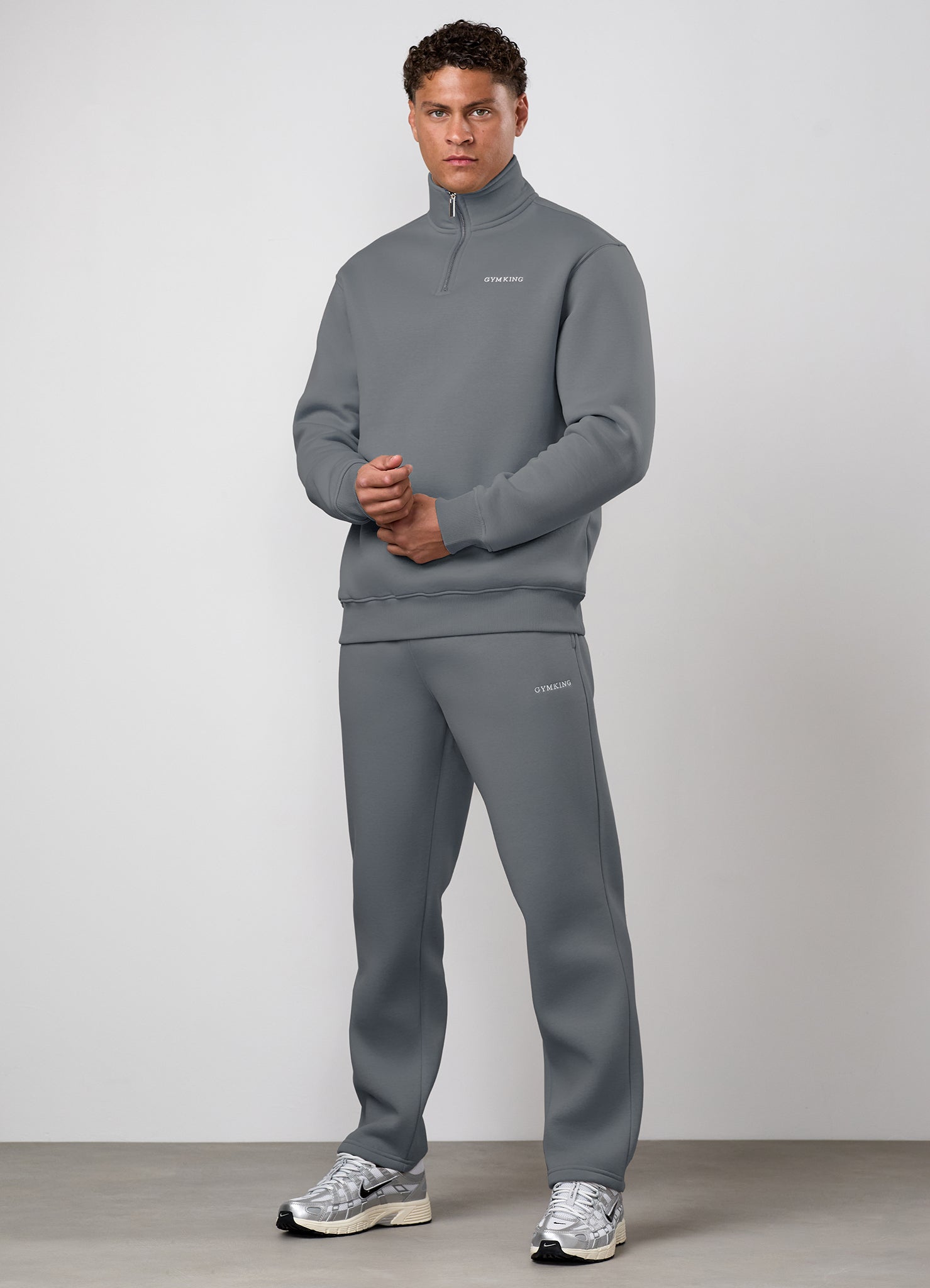 Gym King Fundamental Linear 1/4 Zip Funnel - Mountain Slate
