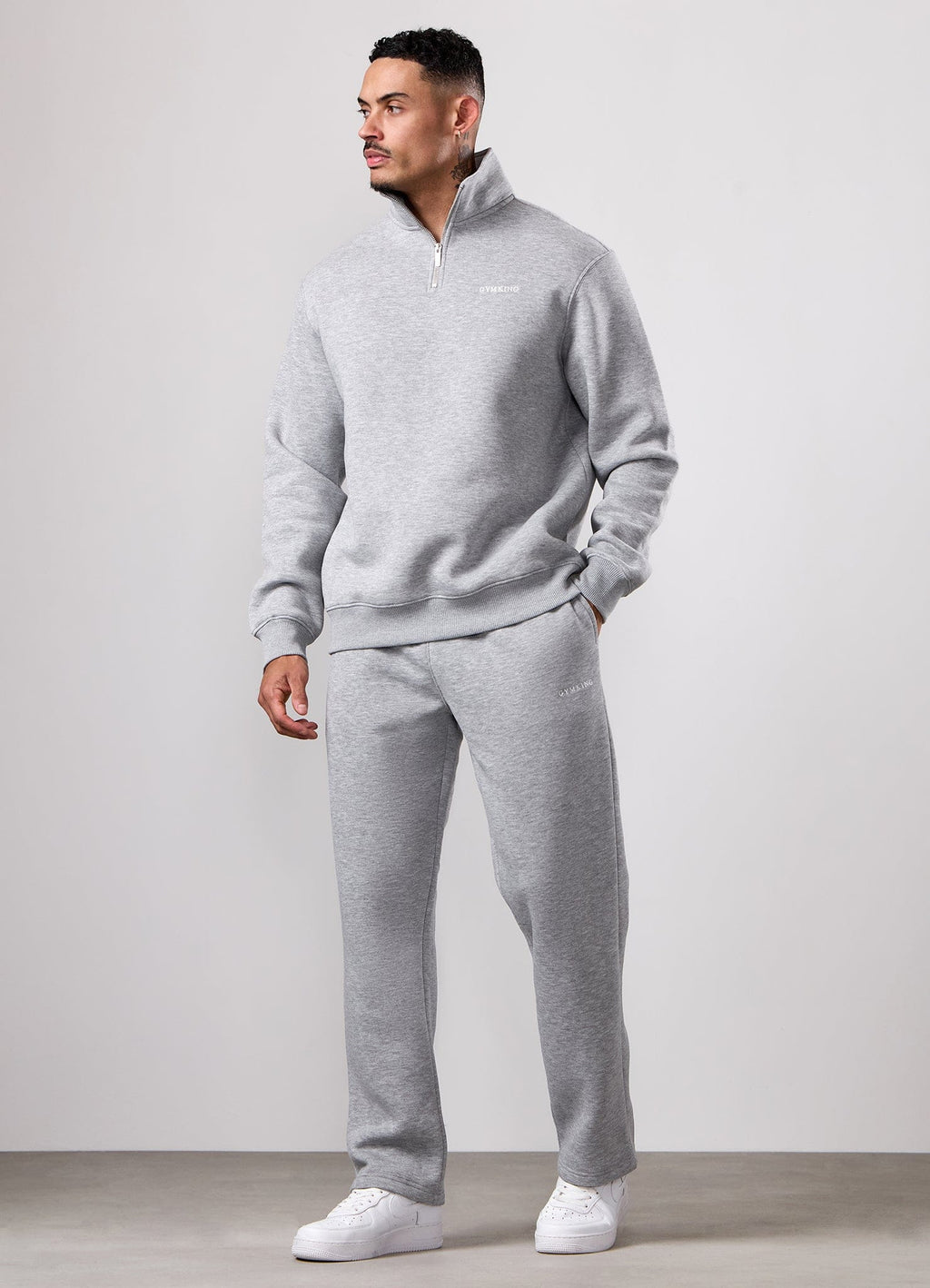 Gym King Fundamental Linear 1/4 Zip - Grey Marl