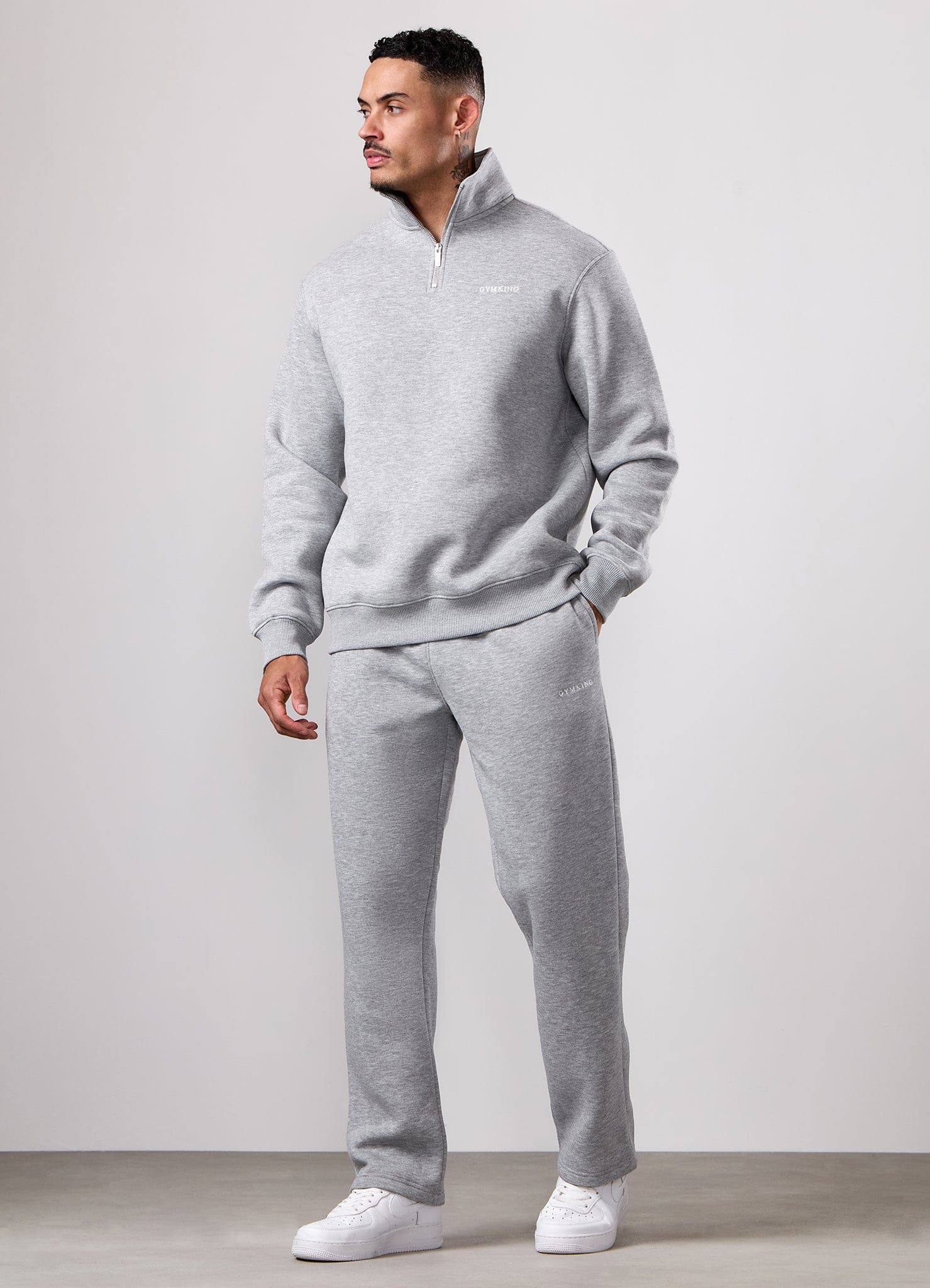 Gym King Fundamental Linear 1/4 Zip - Grey Marl