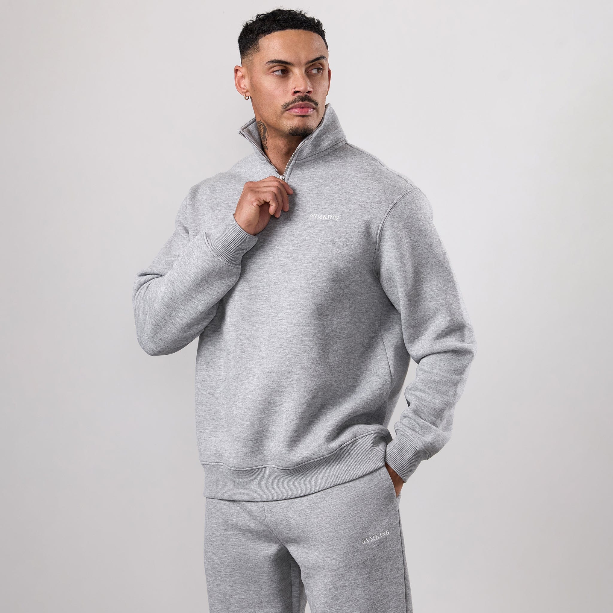 Gym King Fundamental Linear 1/4 Zip - Grey Marl