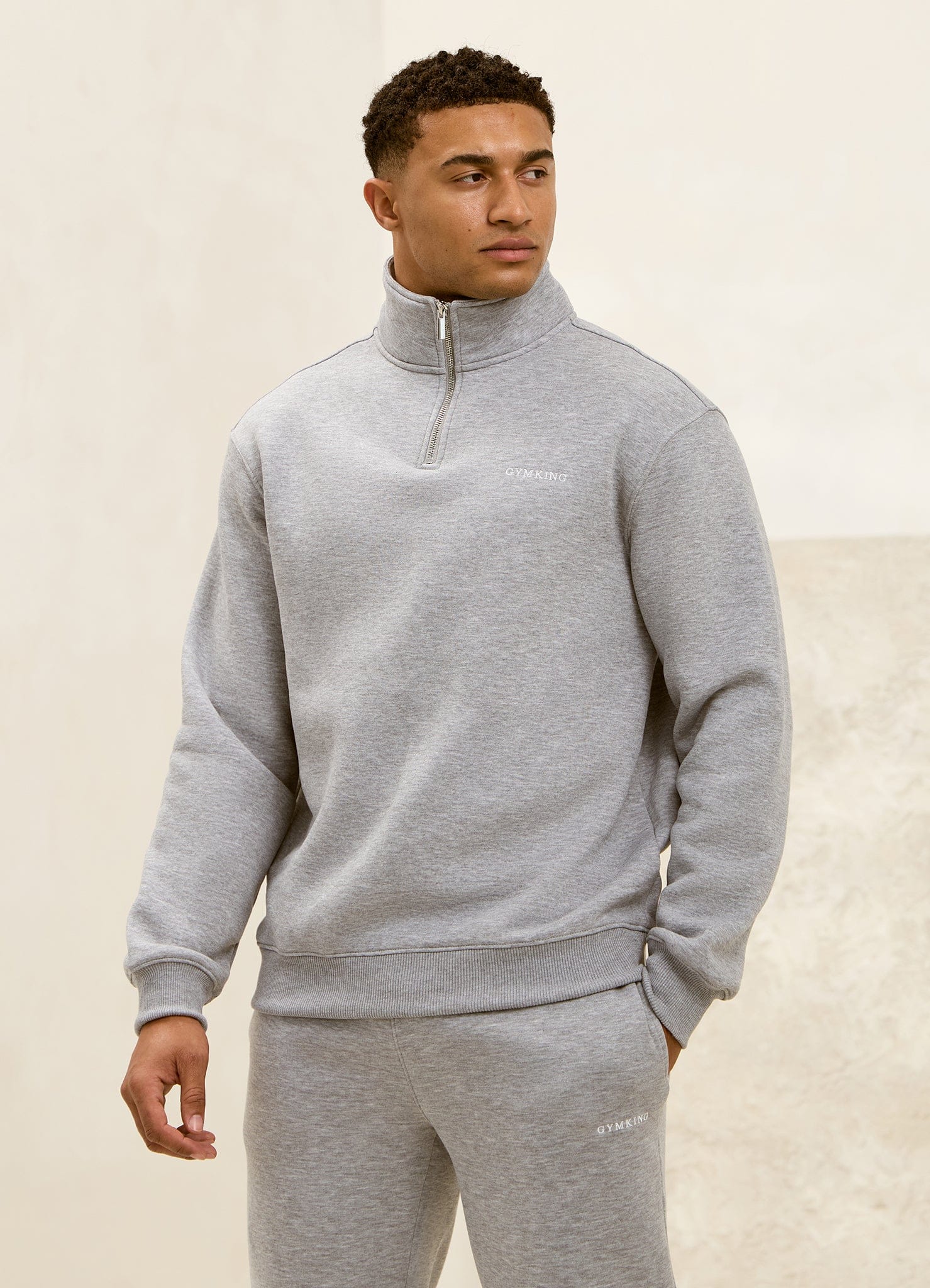 Gym King Fundamental Linear 1/4 Zip - Grey Marl
