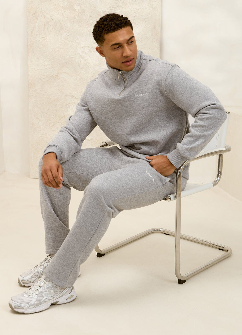 Gym King Fundamental Linear Straight Leg Jogger - Grey Marl
