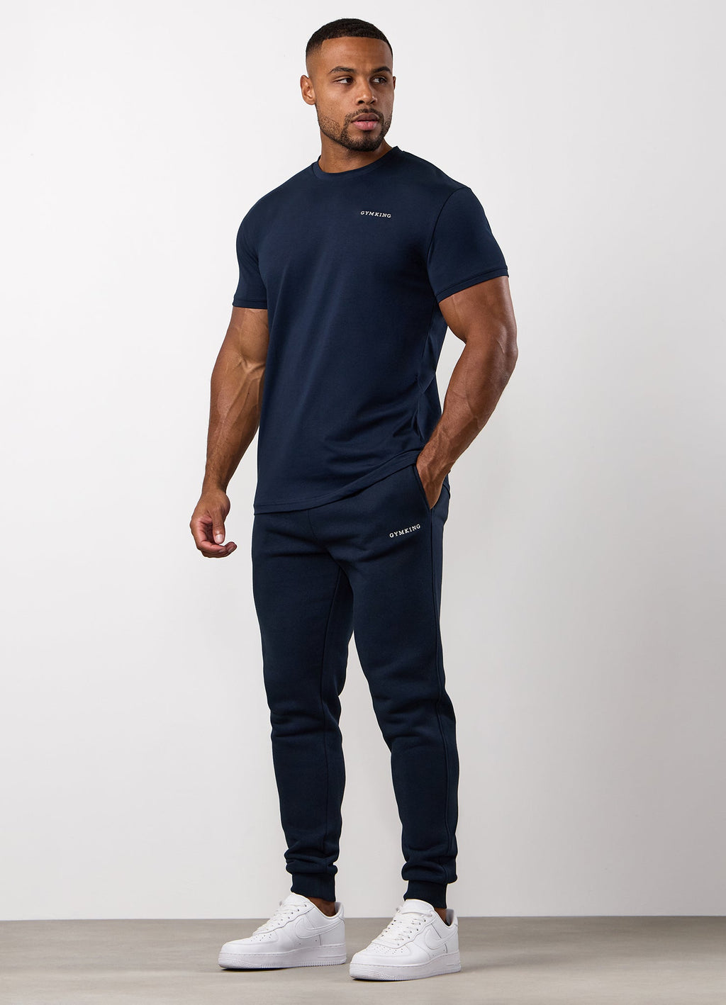 Gym King Fundamental Linear Tee - Navy