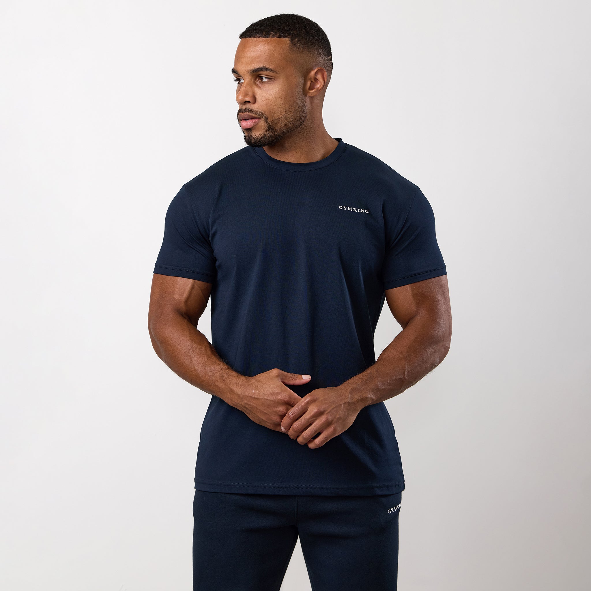 Gym King Fundamental Linear Tee - Navy
